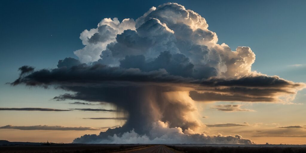 Une image d'un Cloud Stacker utilisé pour créer un nuage de vapeur dynamique, imitant un effet de fumée. Le nuage est visible sous forme d'une colonne épaisse et ascendante, créant un effet spectaculaire et réaliste.